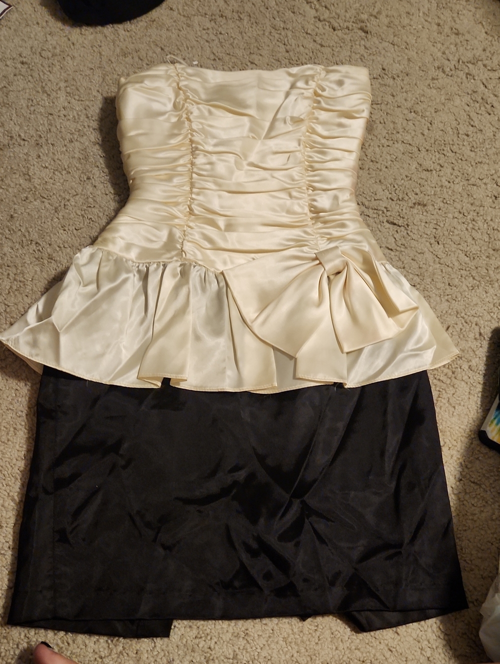 Roberta Bridal Ivory Satin Top with Black Skirt